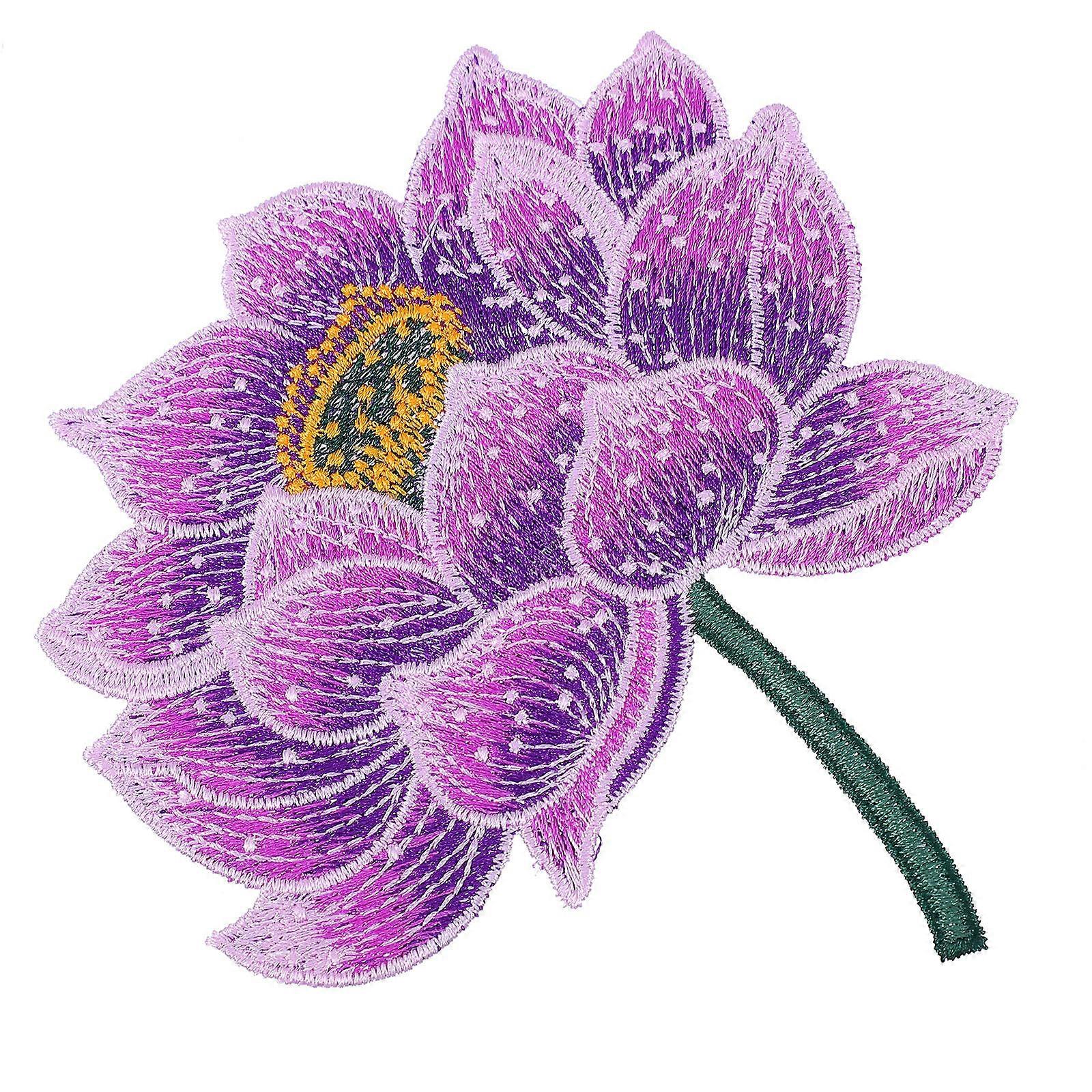 1pc Creative Embroidered Patch Pretty Lotus Patch Practical Clothes Patch