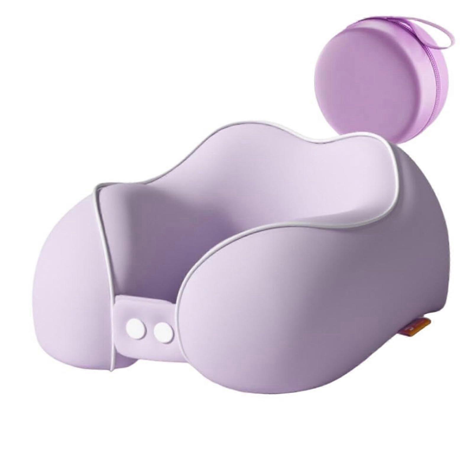 Travel Pillow with Cooling Fabric Memory Foam, Ergonomic Neck Support, UShaped for Airplane and Car, Adjustable Fit with Carry Pouch, Purple Style A