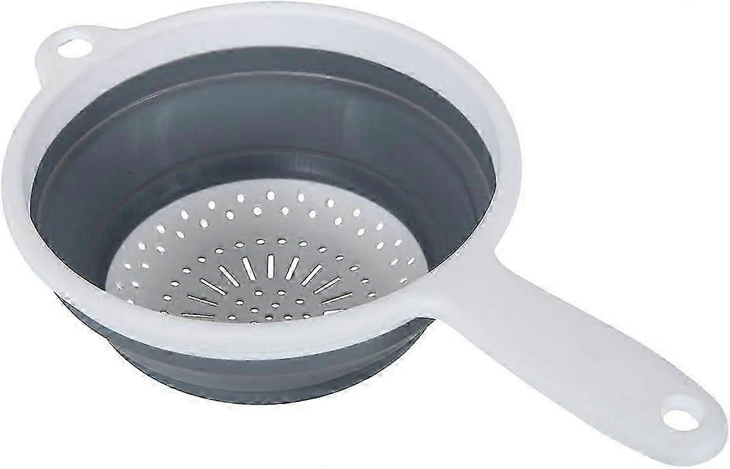 Collapsible Food Colander with Handle, White and Grey, 34 x 20 x 3 cm