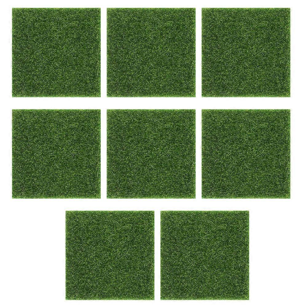 8Pcs Artificial Turf Fabric Green for Decoration Use Simulation Lawn