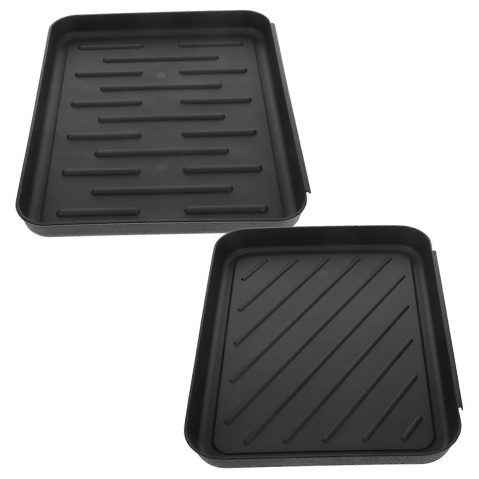 Multi Purpose Shoe Tray Plastic Tray for Storage 2Pcs Boot Mat Black