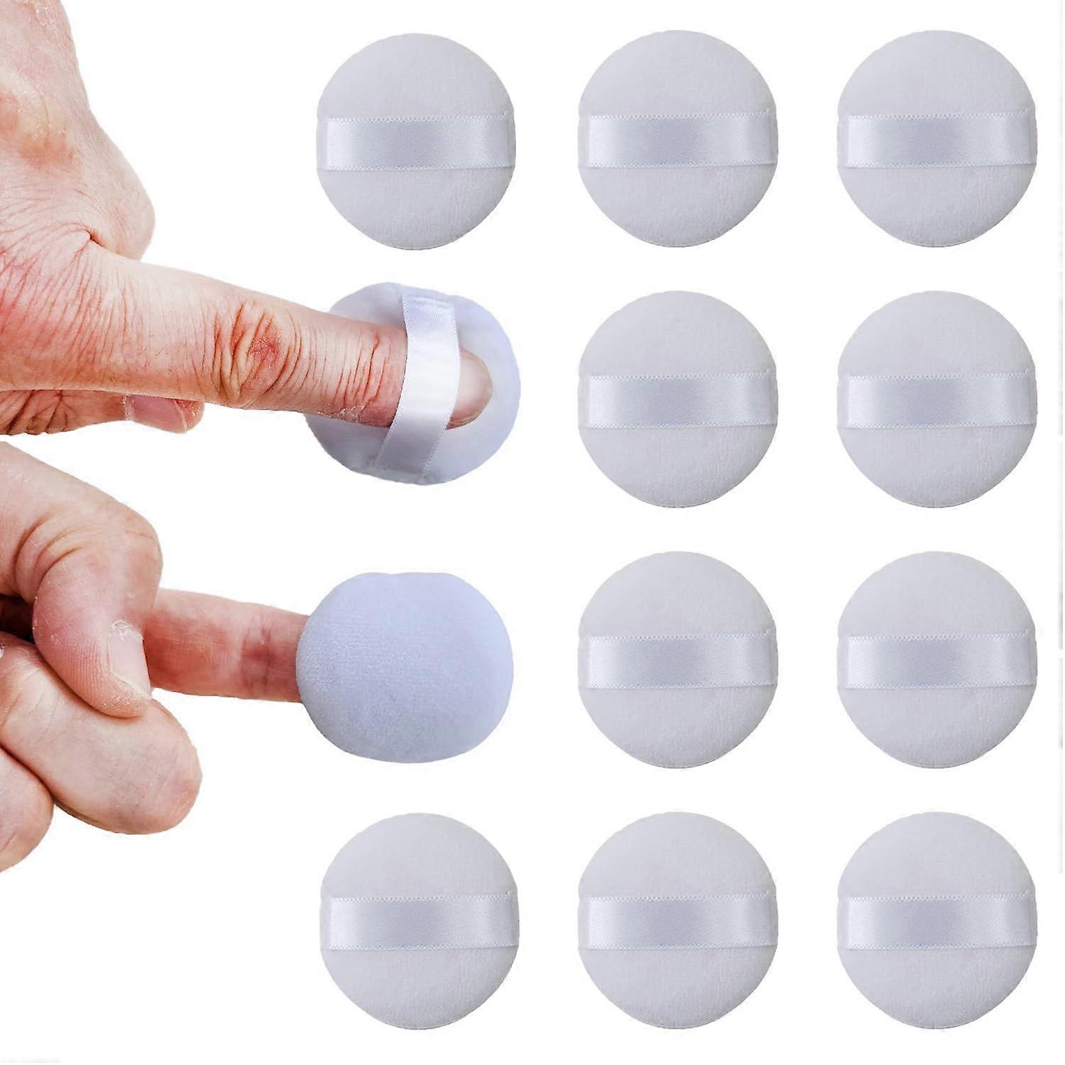Soft Microfiber Makeup Powder Puff Set 12 Pcs Small Size for Compact Powder and Precise Face Application