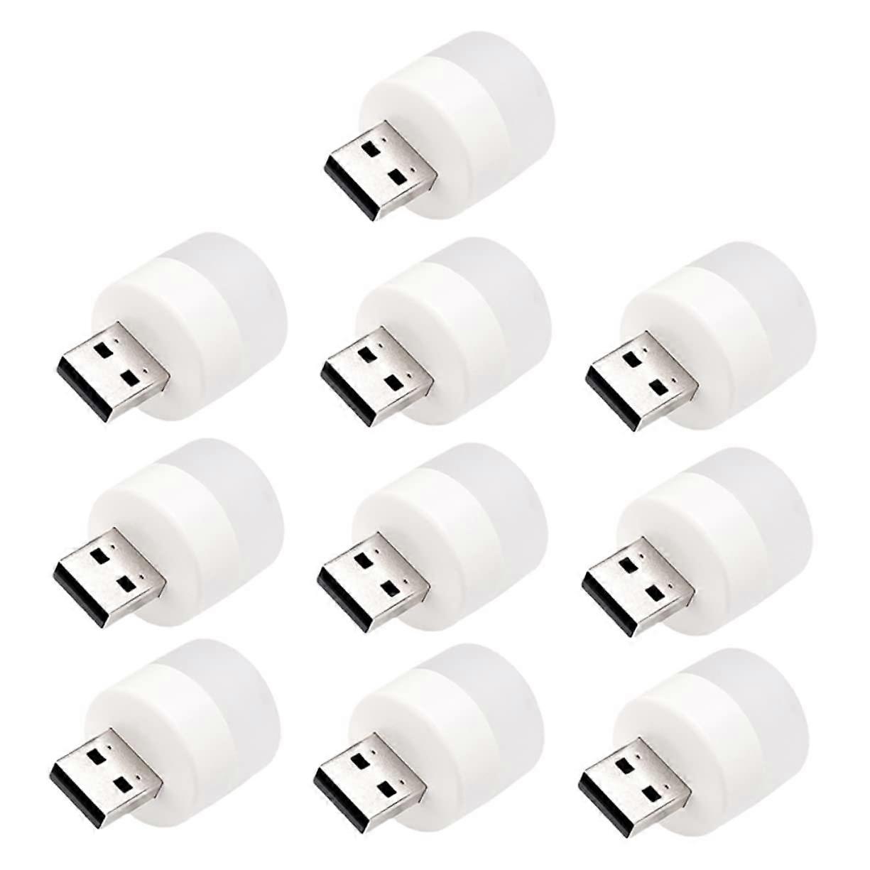 10pcs USB Night Light Mini LED Lamp Warm Ambient USB Powered Compact Energy Saving for Car and Home