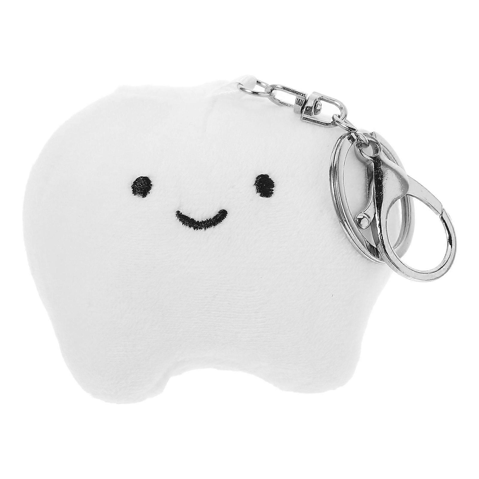 Plush Tooth Keychain for Kids White Cute Keyring Creative and Fun
