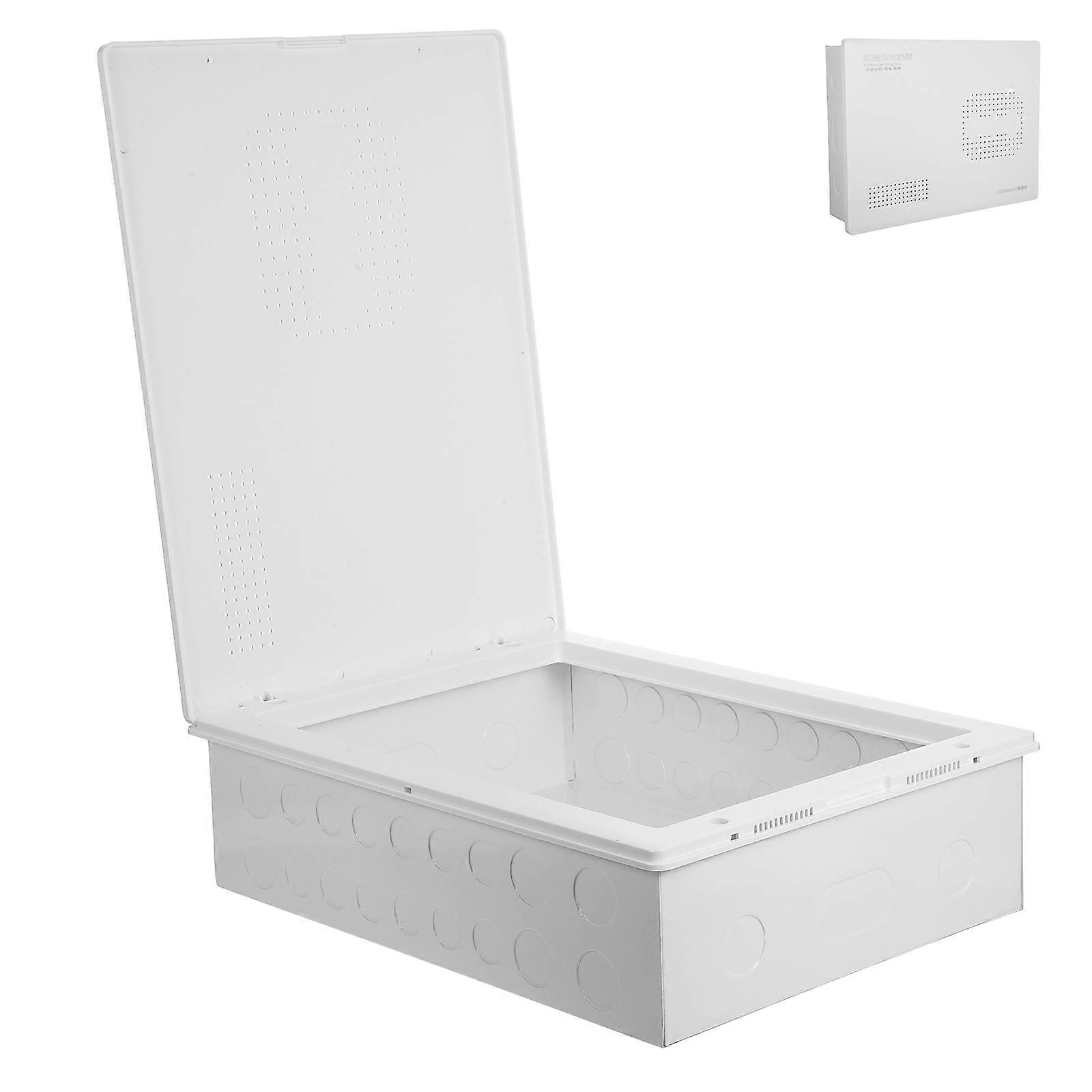 WallMounted Media Enclosure Box for Efficient Cable Management in White ABS  Compact Design for Storage Use