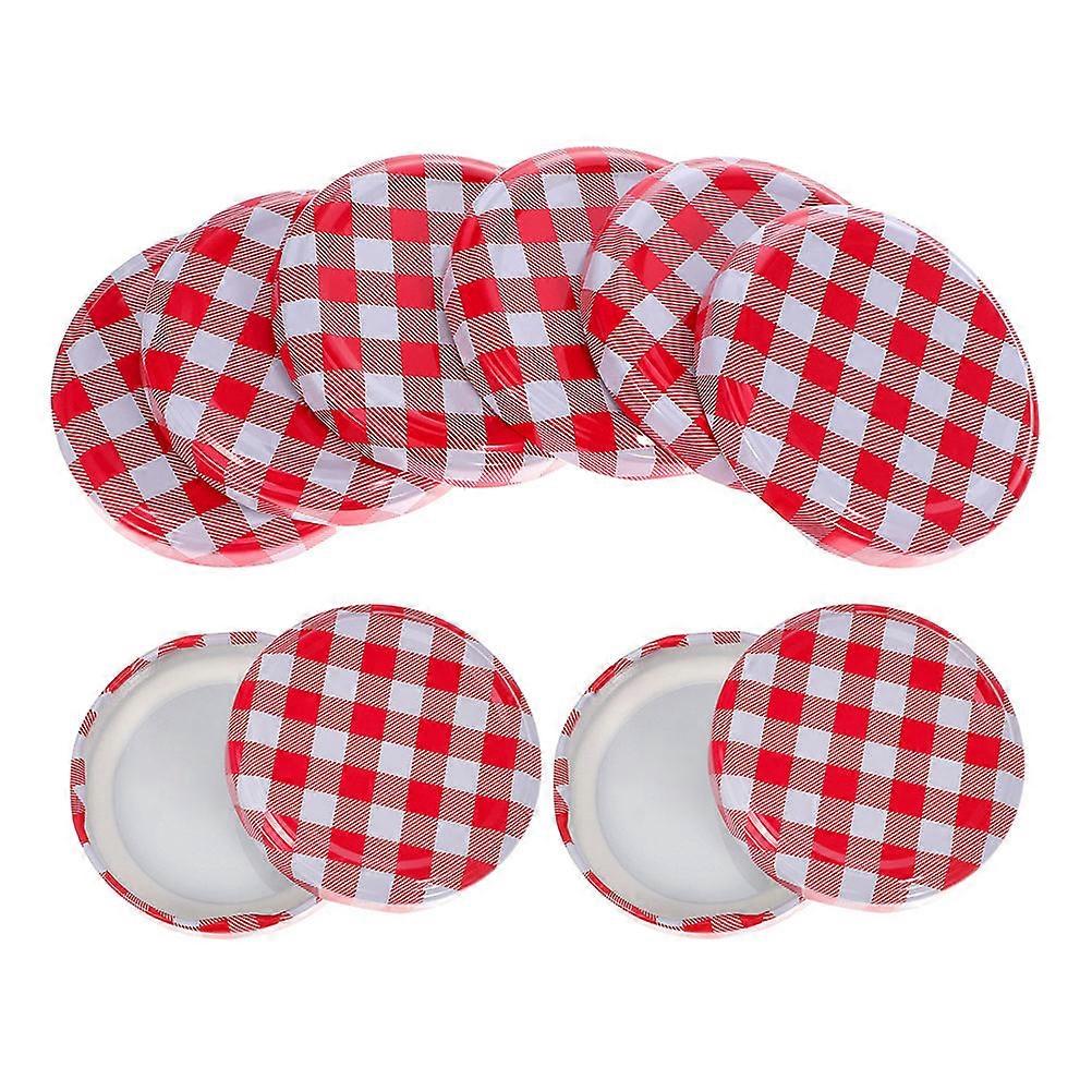 Bottle Cap Accessories Checkered Jam Jar Lids for Jars 10Pcs Multi Color Iron