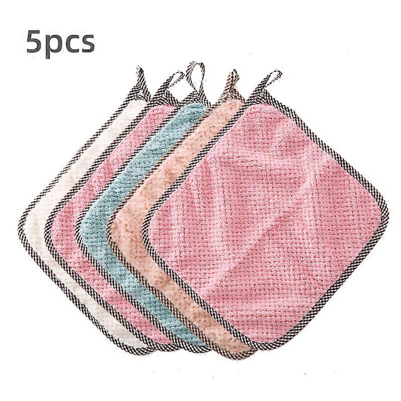5 Pcs Cleaning Cloth Set | Hanging Loop for Convenient Storage | Machine Washable | Absorbent & Soft Fabric
