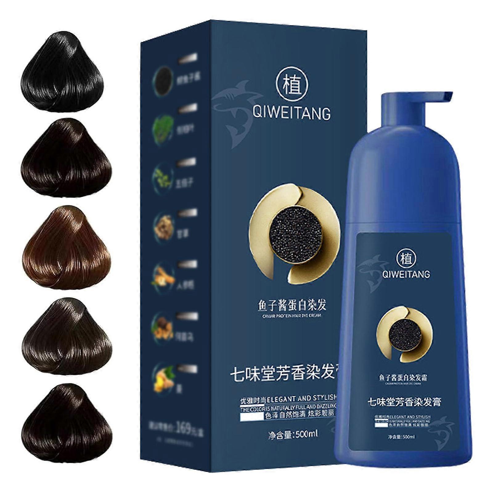 Hair Dye Shampoo Dark Brown 2in1 Color Depositing for Gray Coverage with Gentle Plant Formula