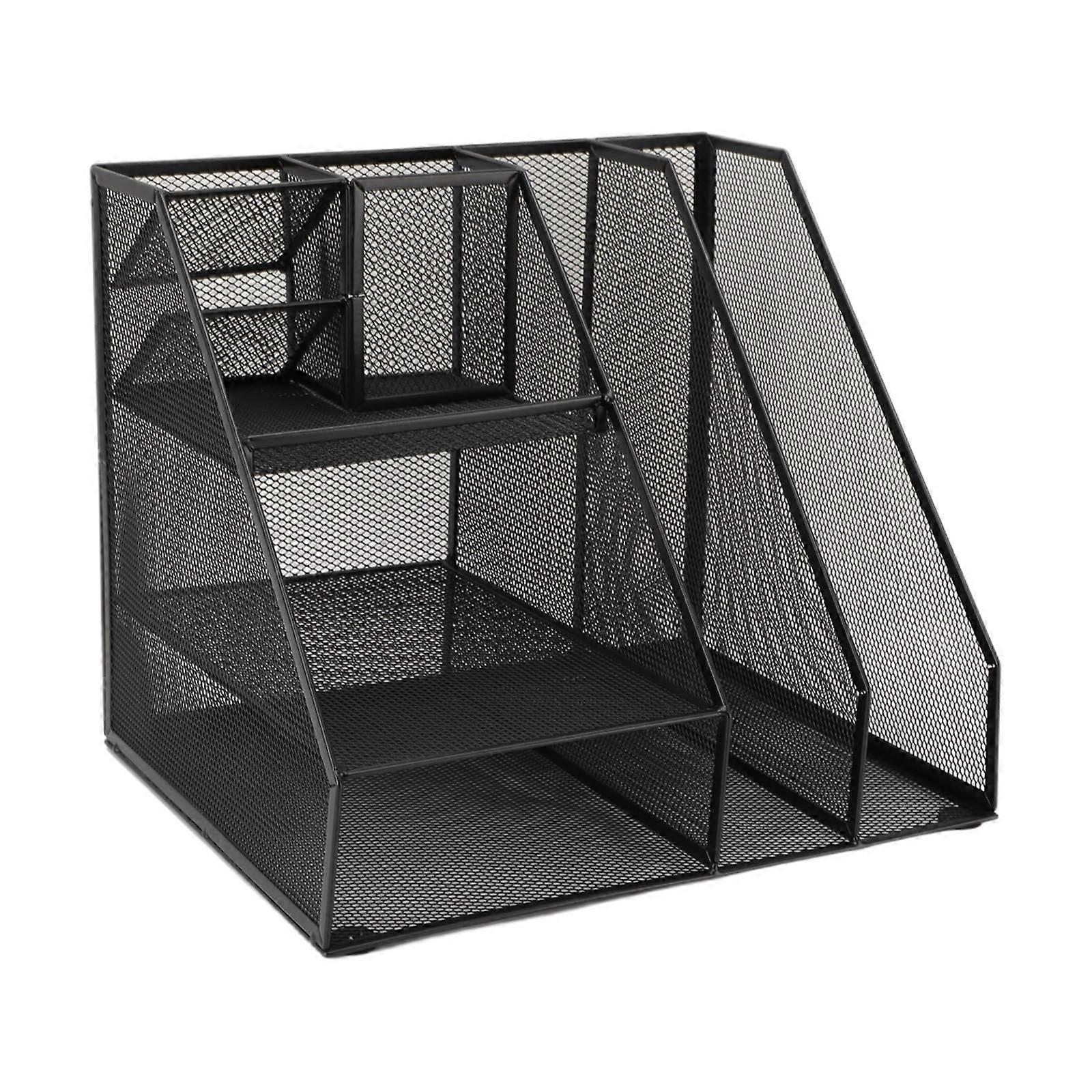 Desktop File Organizer Metal Vertical Document Storage Rack MultiLayer SpaceSaving Office Holder