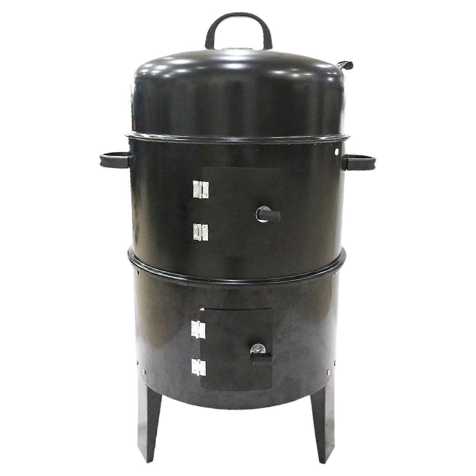 Charcoal BBQ Grill with BuiltIn Thermometer, Vertical Smoker for Backyard and Camping