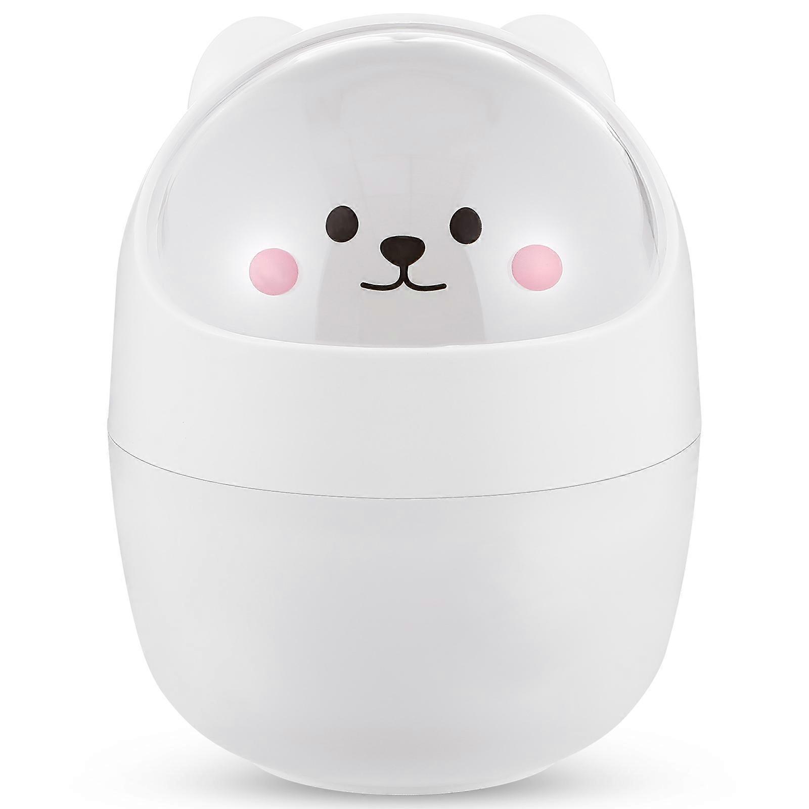 White Plastic Trash Can with Shaking Lid for Storage Small Size Perfect for Kitchen Bedroom Office