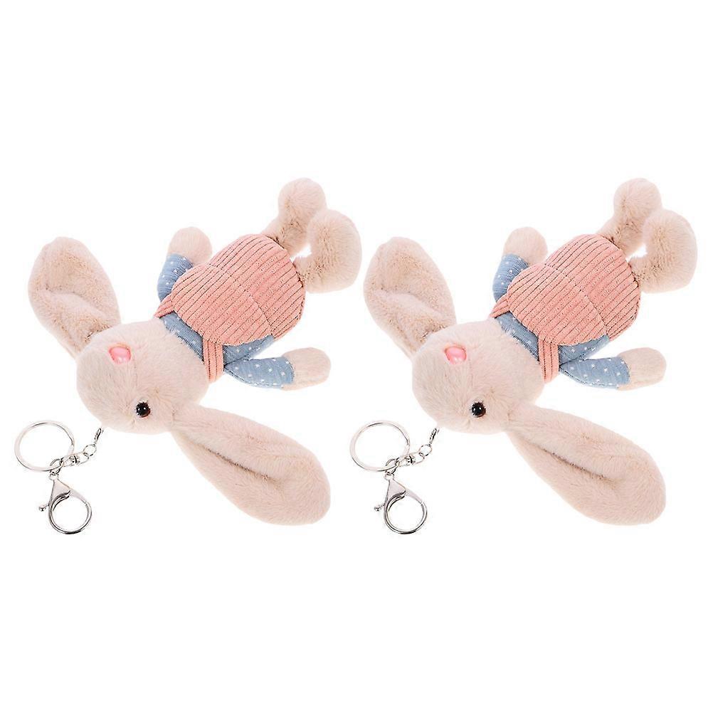 Rabbit Key Ring Pendant 2Pcs Plush Decoration Bag Accessory Multi Color Function