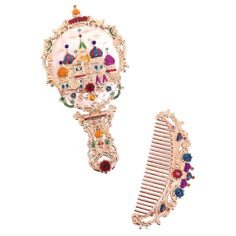 Retro Handheld Makeup Mirror Cosmetic Mirror for Makeup 1Set