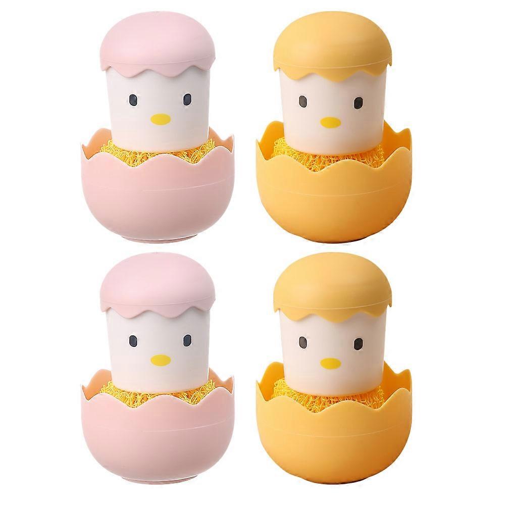 Cleaning Brush Cartoon Chick Washing Brushes for Cleaning 4Pcs Kitchen Tool