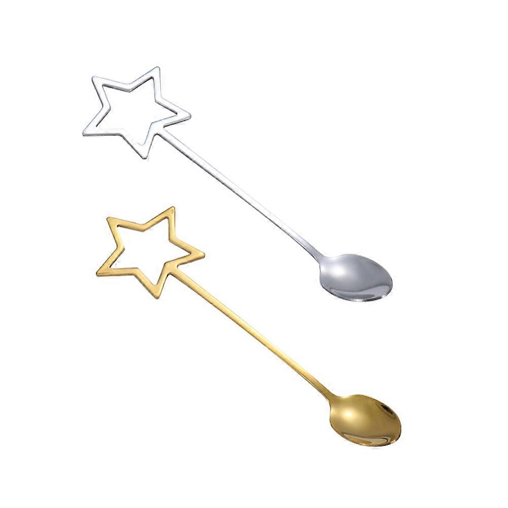 Sundae Spoons Star Shape Elegant Golden 2Pcs
