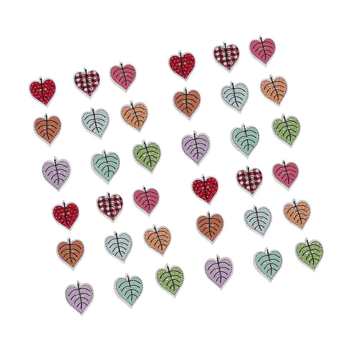 DIY Tree Leaf Wooden Buttons for Sewing 50Pcs Colored Leaves Pattern