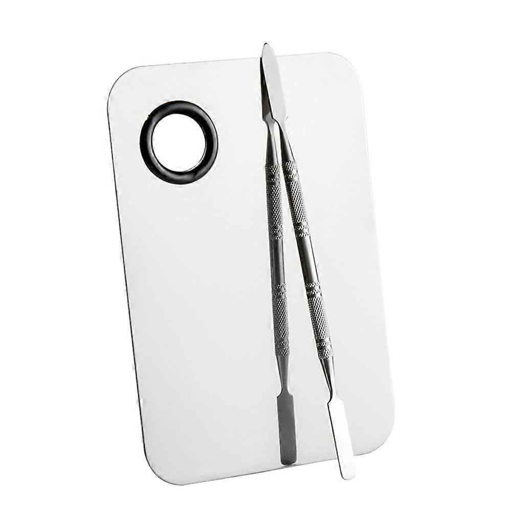 Stainless Steel Makeup Palette with Hygienic Mixing Surface for Precise Color Blending, Rectangular
