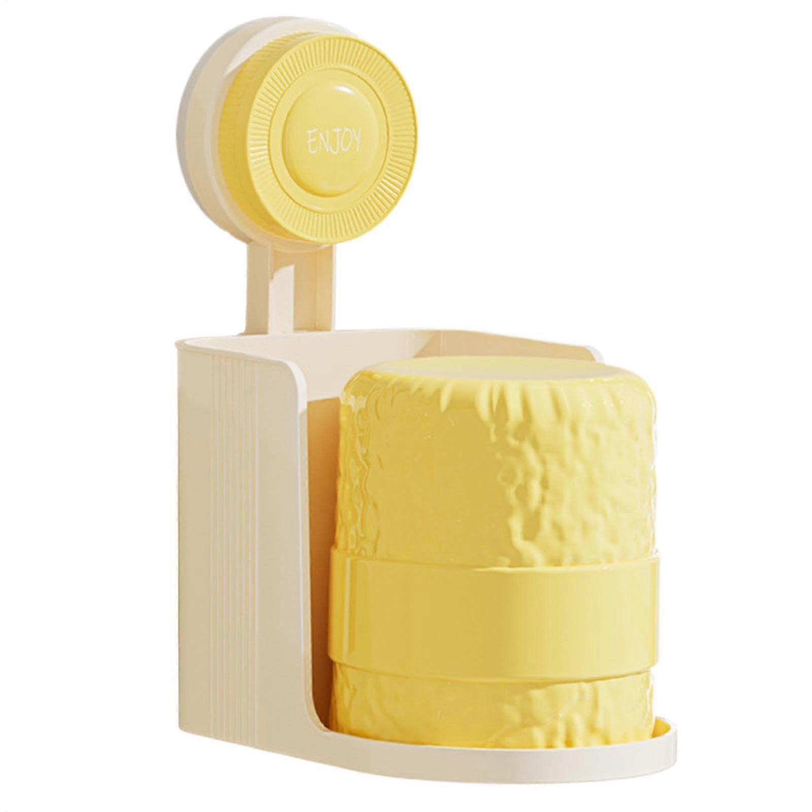 Wall Mounted Toothbrush and Toothpaste Holder with Inverted Drain Design, No Drill Cup Organizer