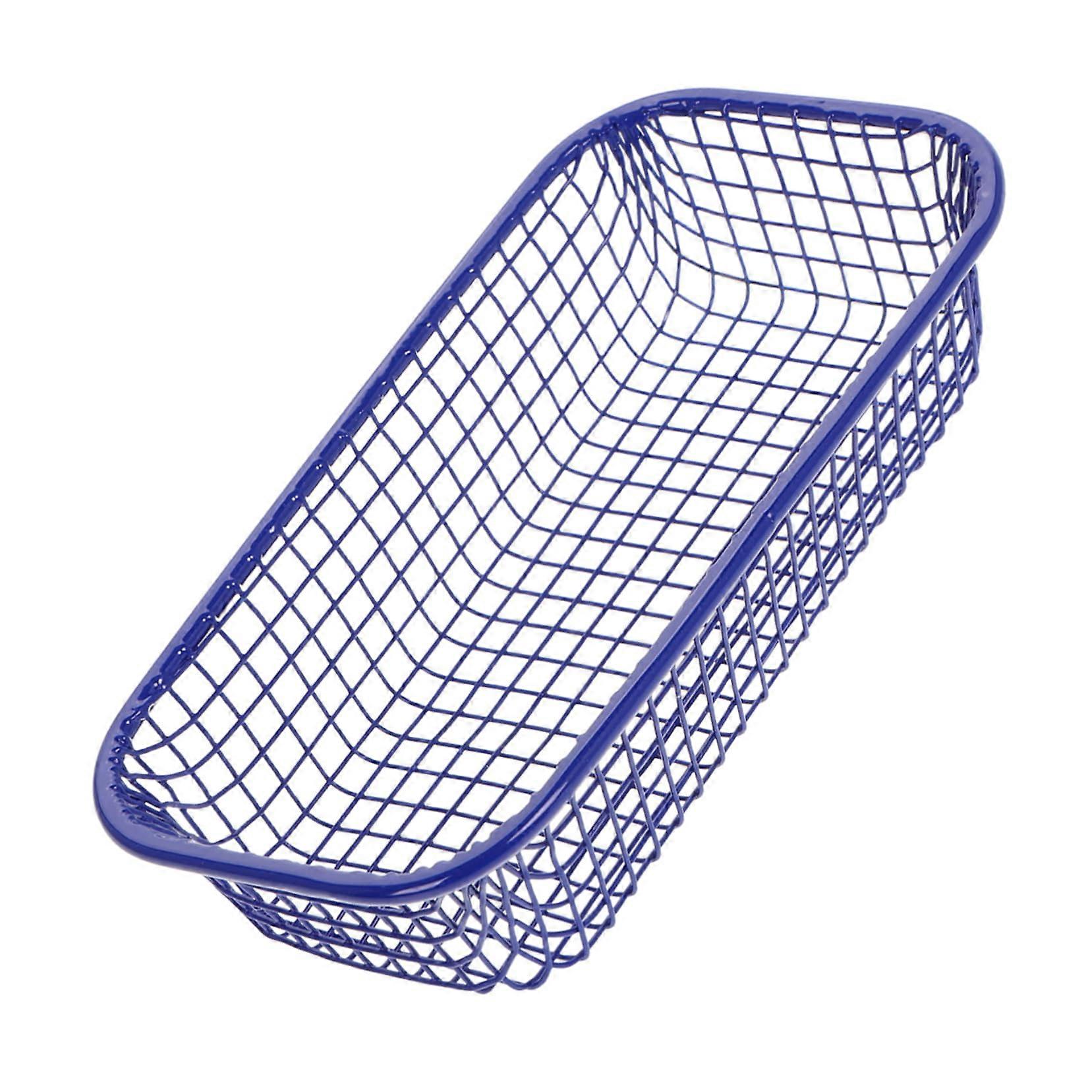 Wire Storage Basket Dark Blue Iron Organizer for Kitchen Bathroom Countertop SpaceSaving Design