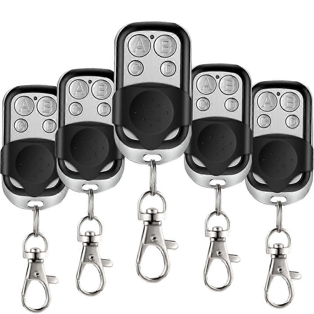 5 Pack 433MHz Gate Remote Control with Fast Code Cloning, Universal Opener for Garage and Driveway