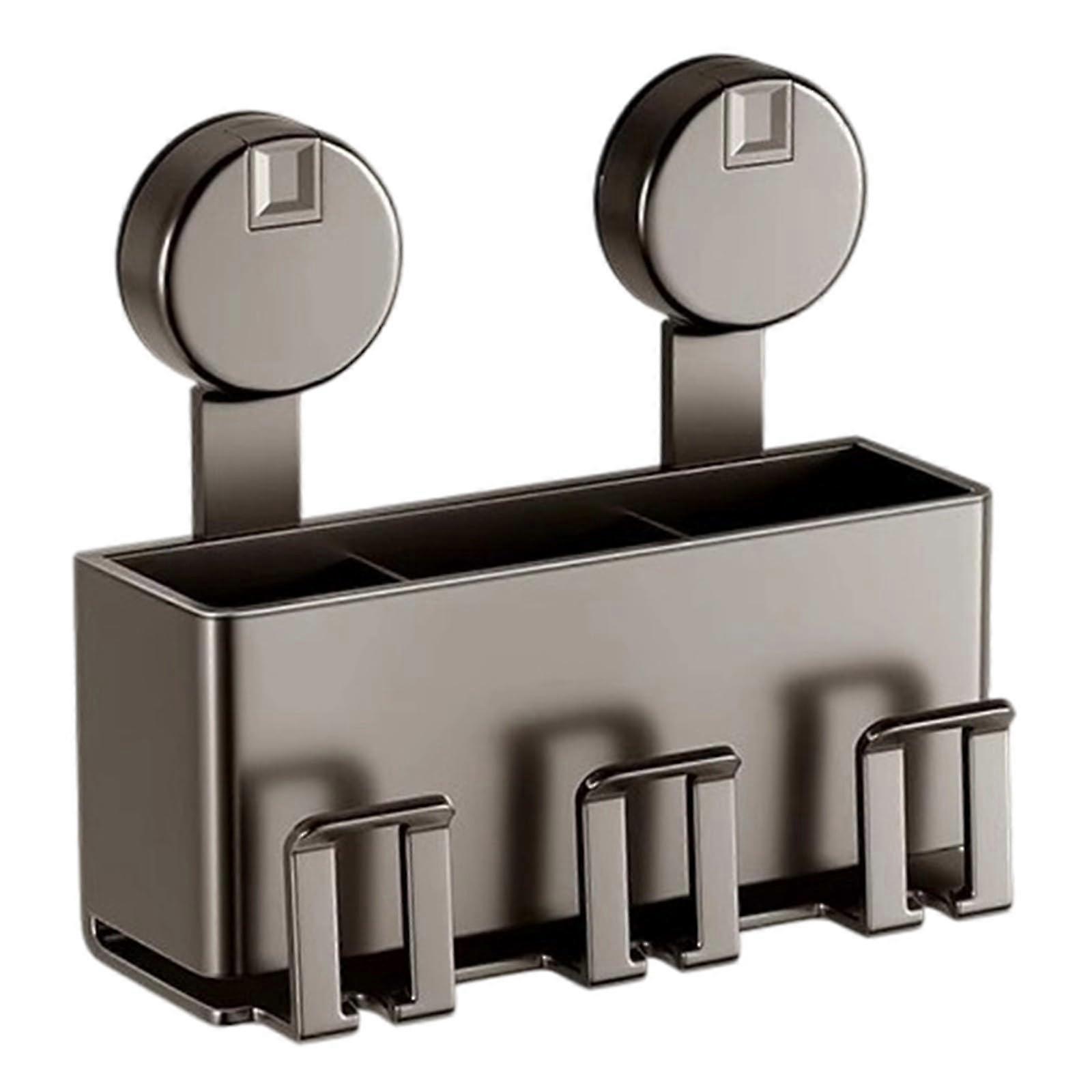 Wall Mounted Toothbrush Holder with 3 Slots, SpaceSaving Bathroom Organizer for Toothpaste and Grooming Tools