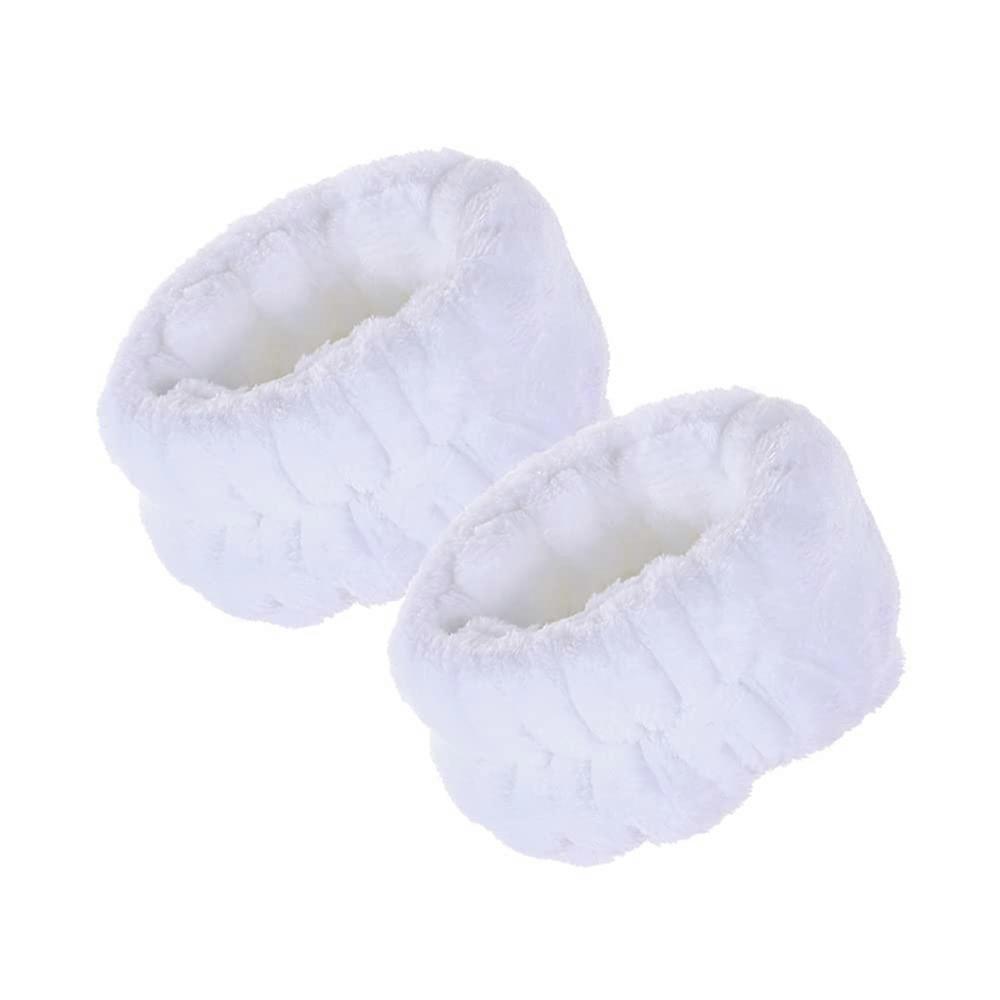 Face Wash Wristbands Microfiber Absorbent Splash Control Stretchable Fit Spa Use White