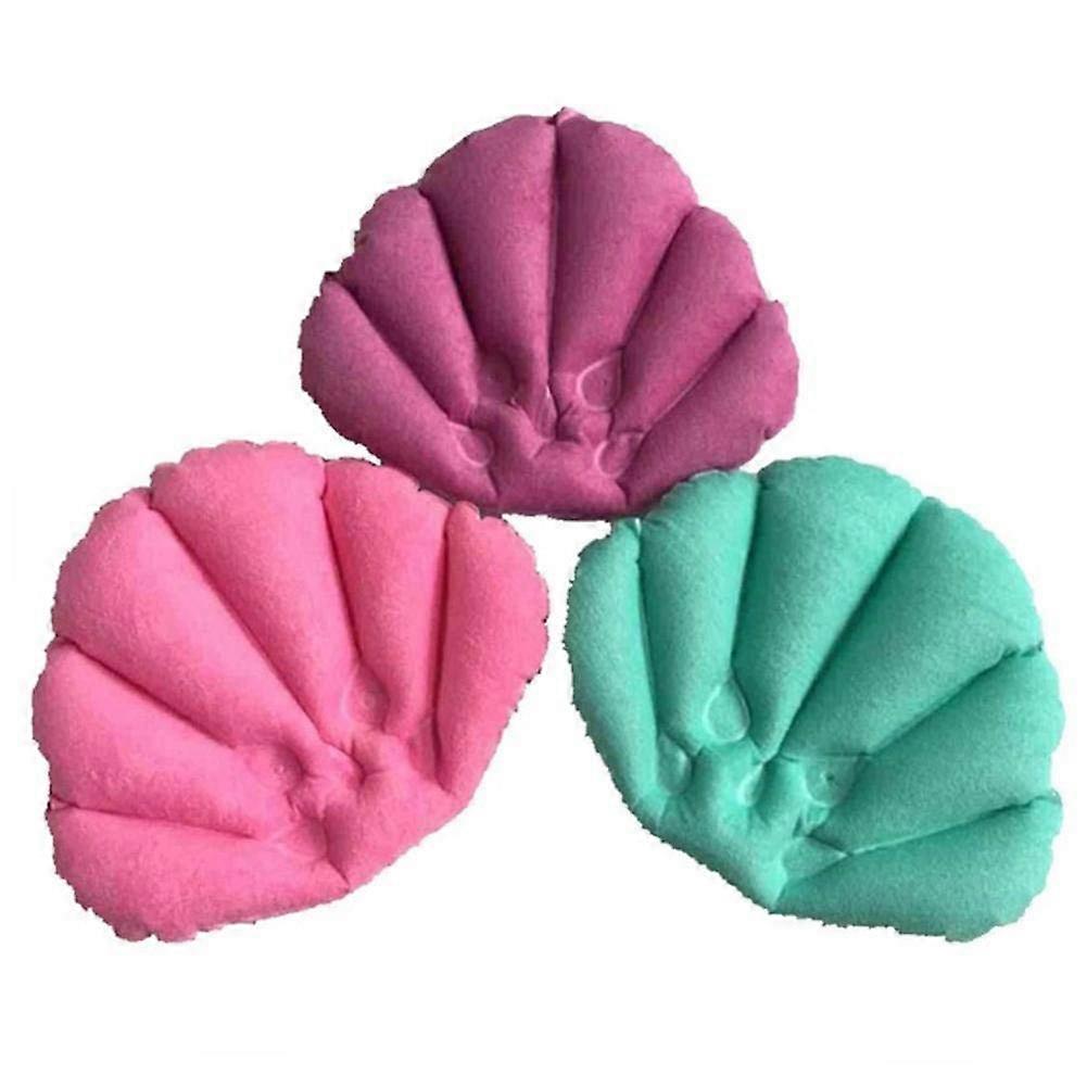 Inflatable Terry Cloth Bath Pillow with Adjustable Neck Support and Secure Suction Cups