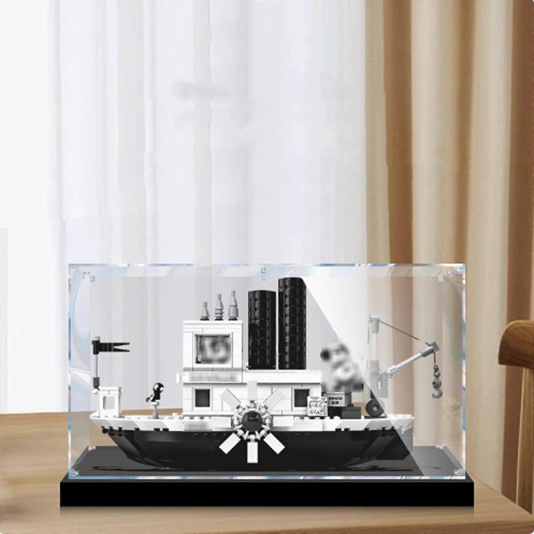 Acrylic Display Case for  21317 Steamship Model, Dustproof Clear Box with Black Base