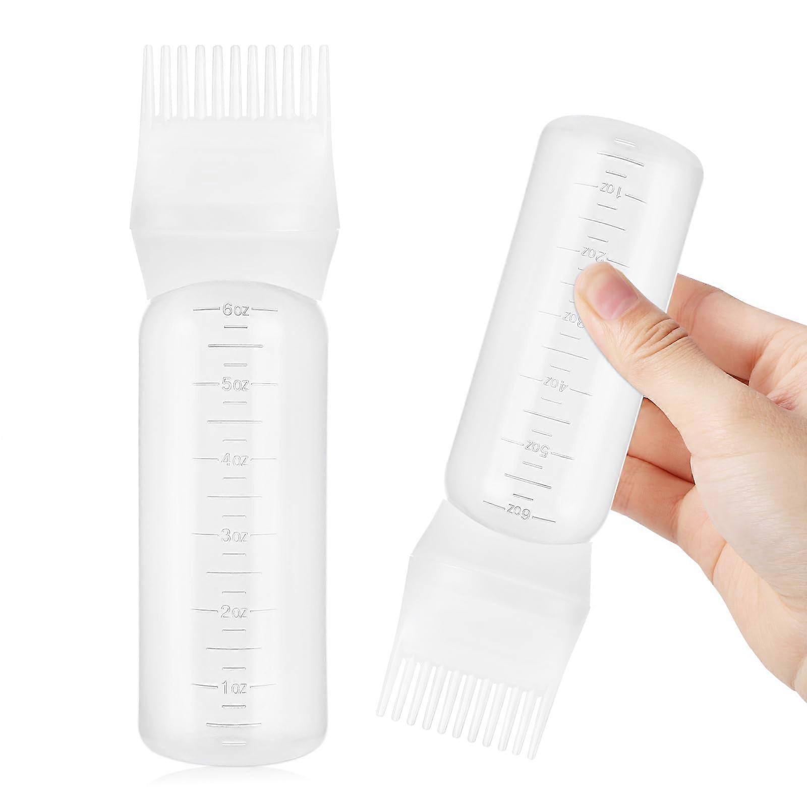 Root Comb Applicator Bottle 6oz for Precise Root Hair Dye, Oil Application with Graduated Scale White