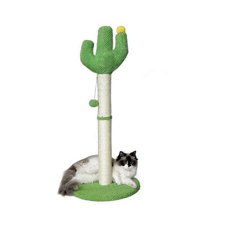 Cactus Cat Scratching Post with Sisal Rope, Small Vertical Cat Tree with Dangling Ball for Space Saving