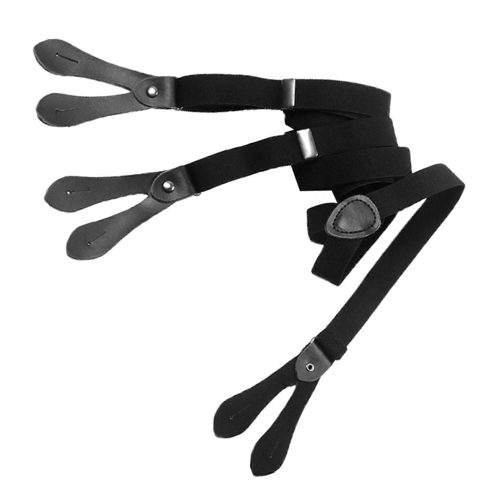 Elastic Suspenders Adjustable Length Jeans Trousers 1Pack Y Shape Black