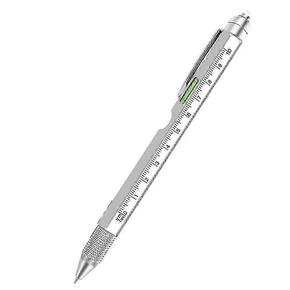 9-in-1 Multitool Pen with LED Light - Ideal Christmas Gifts for Men, Cool Gadgets for DIYers Silver