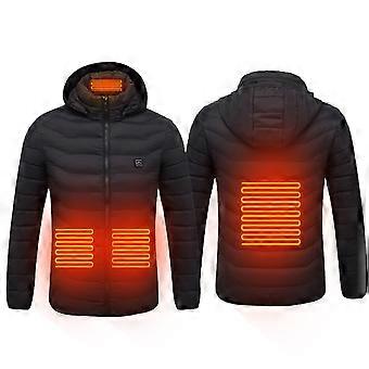 Casaco aquecido para atividades ao ar livre, como andar de bicicleta, esquiar, pescar e carregar dispositivos eletrônicos. Cor: Preto, tamanho XXL (XXL).