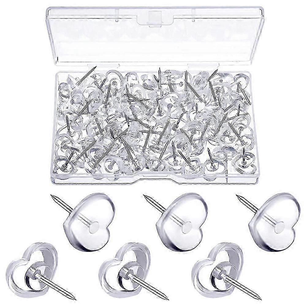 Transparent Heart Shape Push Pin Multi-Function Thumb Tacks 200Pcs for Office Use