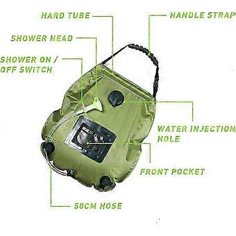 Sac de douche solaire, 5 gallons / 20l Sac de douche de camping à chauffage solaire avec tuyau amovible et pomme de douche commutable marche / arrêt pour la baignade de plage de camping, 460