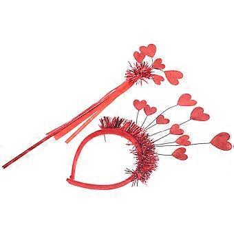 Heart Headband Valentine's Headband for 1Set with Red Heart Fairy Wand