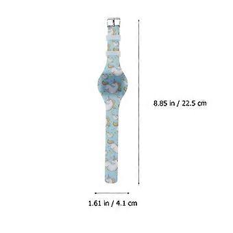 Kids Digital Watch Girls Wrist Watch Birthday Party Gift Cute Cartoon Silicone Band Date Display 1Set