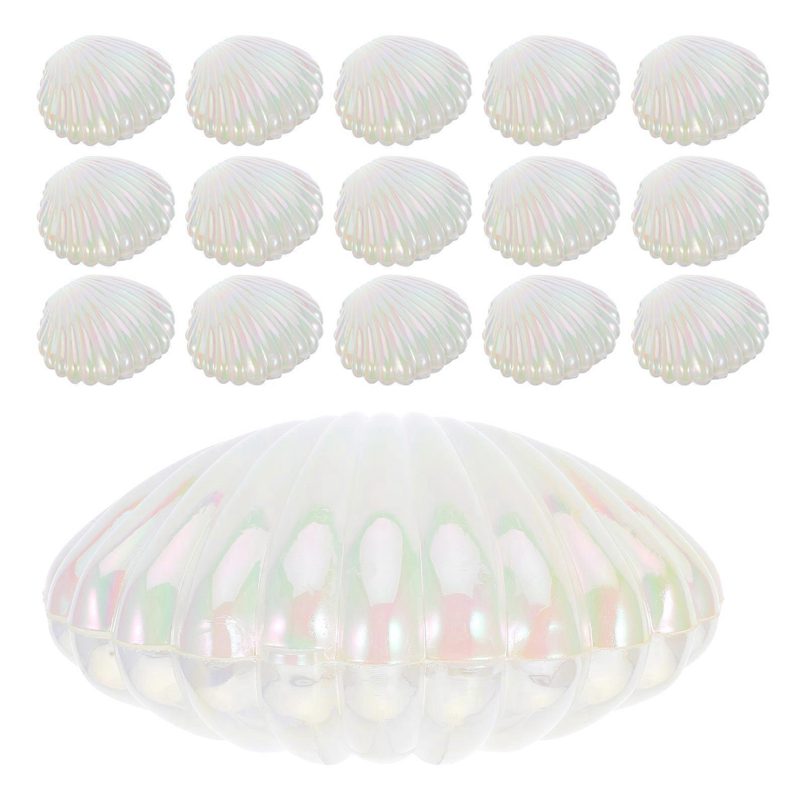 Seashell Candy Boxes Plastic Containers for Party 24Pcs Pearlescent Seashell Boxes