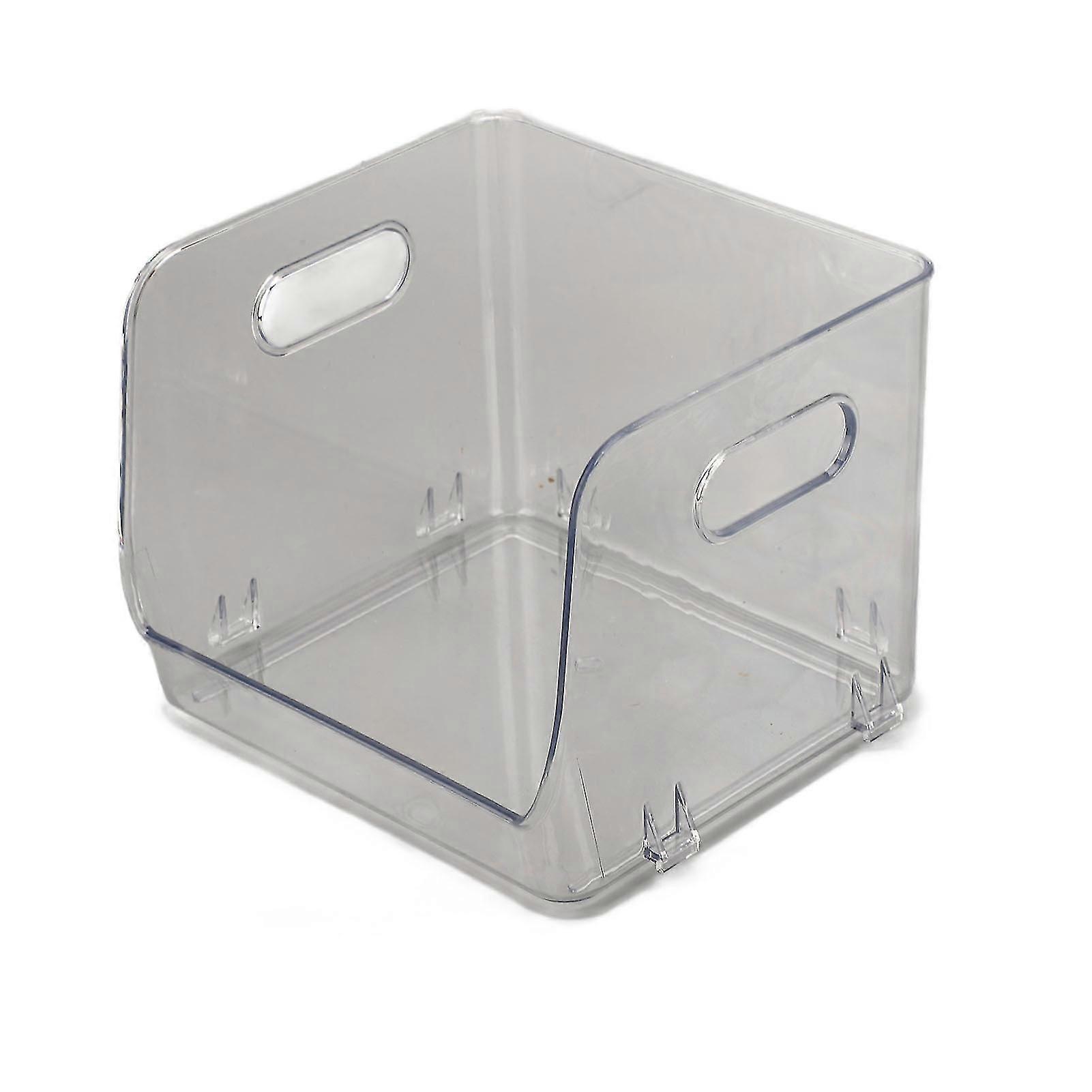 Office Storage Holder | Transparent PET Storage Container | Stackable Waterproof Dustproof Small White with Double Handles
