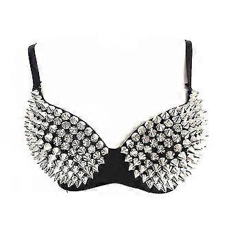 Women's Steampunk Bra With Spikes Rivets Party Club Rave Sports Bra Top