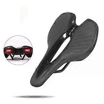 Bicycle Saddle with USB Charging Tailight Breathable Soft Mountain Road Bike Seat Cushion Warning Lights Racing Cycling Parts
