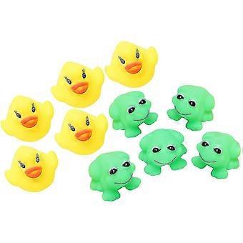 1 Set Of Frogs Ducks 5pcs+5pcs Baby Bath Tub Toys