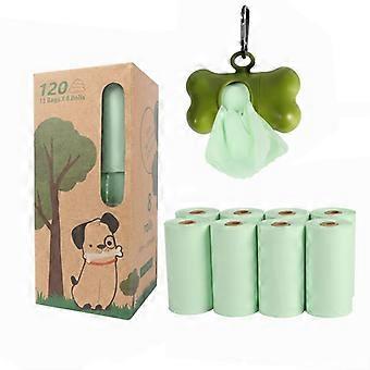 DWW-8 rolls of Teal Solid biodegradable poop bags + bone dispenser, compostable PLA corn starch poop bags