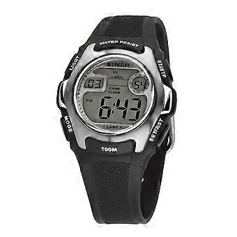 SINAR Youth Watch Kids Wristwatch Digital Quartz Silicone XE-50-1 Black Silver