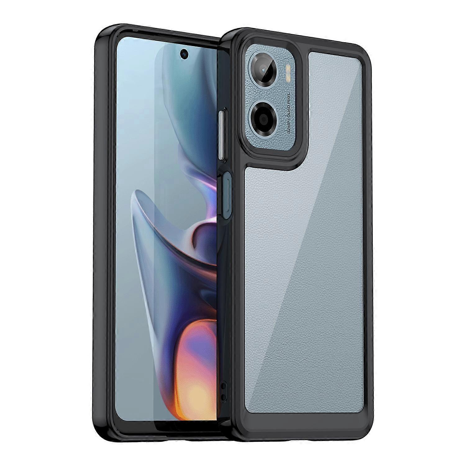 For Motorola Moto G05 Colorful Series TPU Acrylic Hybrid Protective Case Black