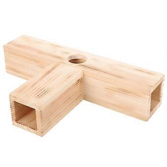 Wooden Hamster Hideout Toy T Tunnel for Pet Entertainment