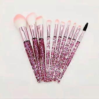 Makeup Brush Crystal Handles Make Up Brushes Sets For Blending Foundation Powder Blush Concealers Highlighter Eye Shadows Brushes Kit(10pcs, Pink)