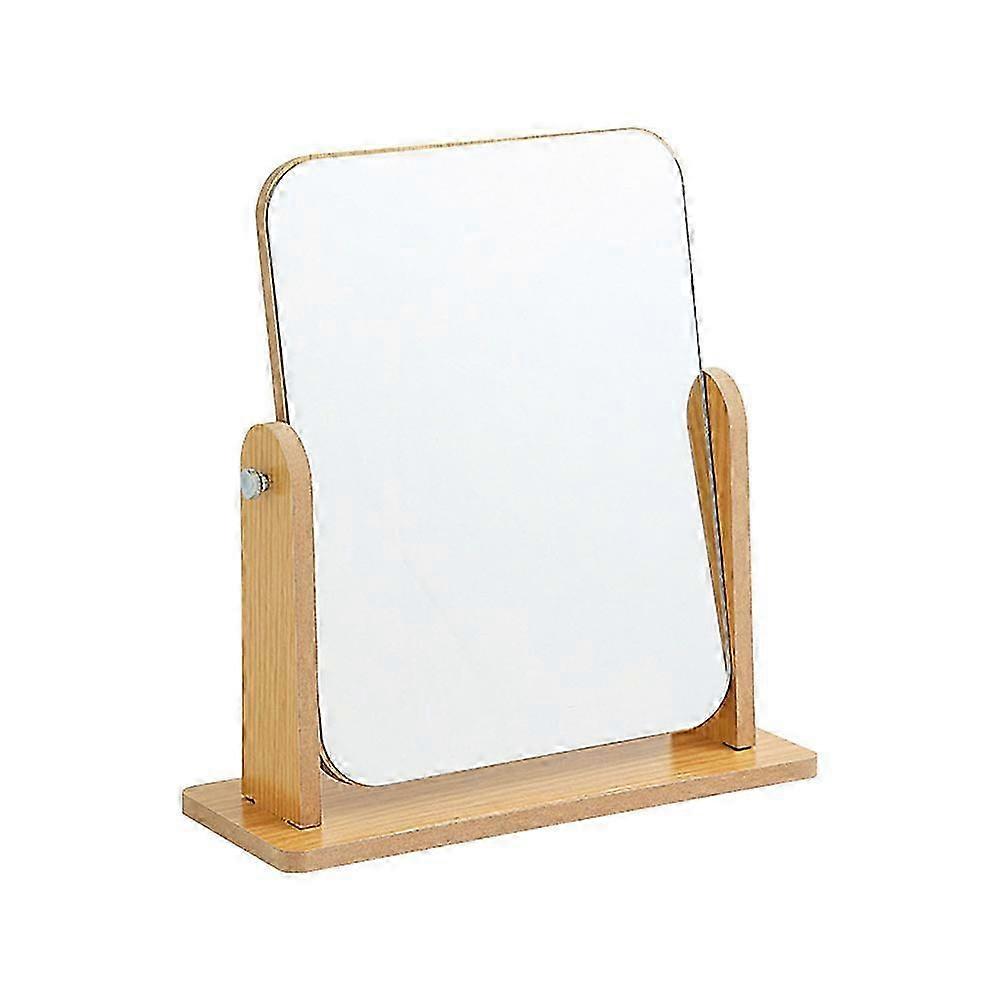 Tabletop Mirror Wooden Rotating Makeup Mirror Angle Adjustable Stand Mirror
