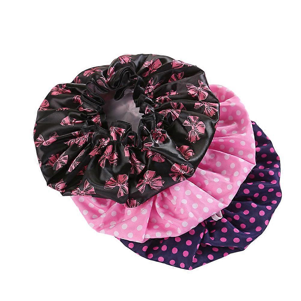 Waterproof Shower Hat Double Layer Bath Cap for Shower Use 3Pcs Set