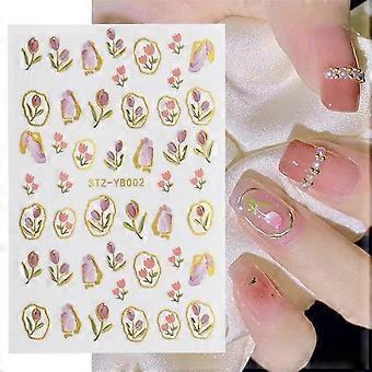 Tulip Flower Nail Art Stickers SelfAdhesive Easy Apply Spring Summer Floral Decals Style STZYB002